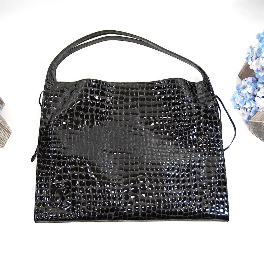 Christian Louboutin Ali Le 54 Logo Croc Leather Drawstring Tote Bag $2890 NWT